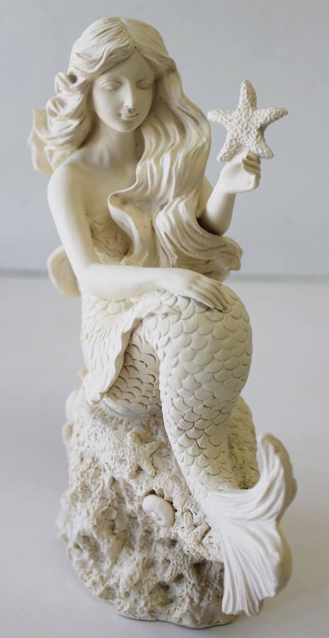 Sitting Mermaid Statue Nautical Figurine Coastal Beach Decor