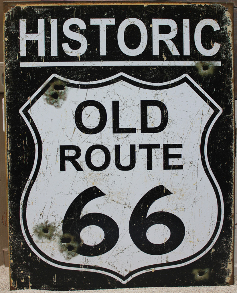 Historic Old Route 66 Metal Sign Man Cave Decor Bar