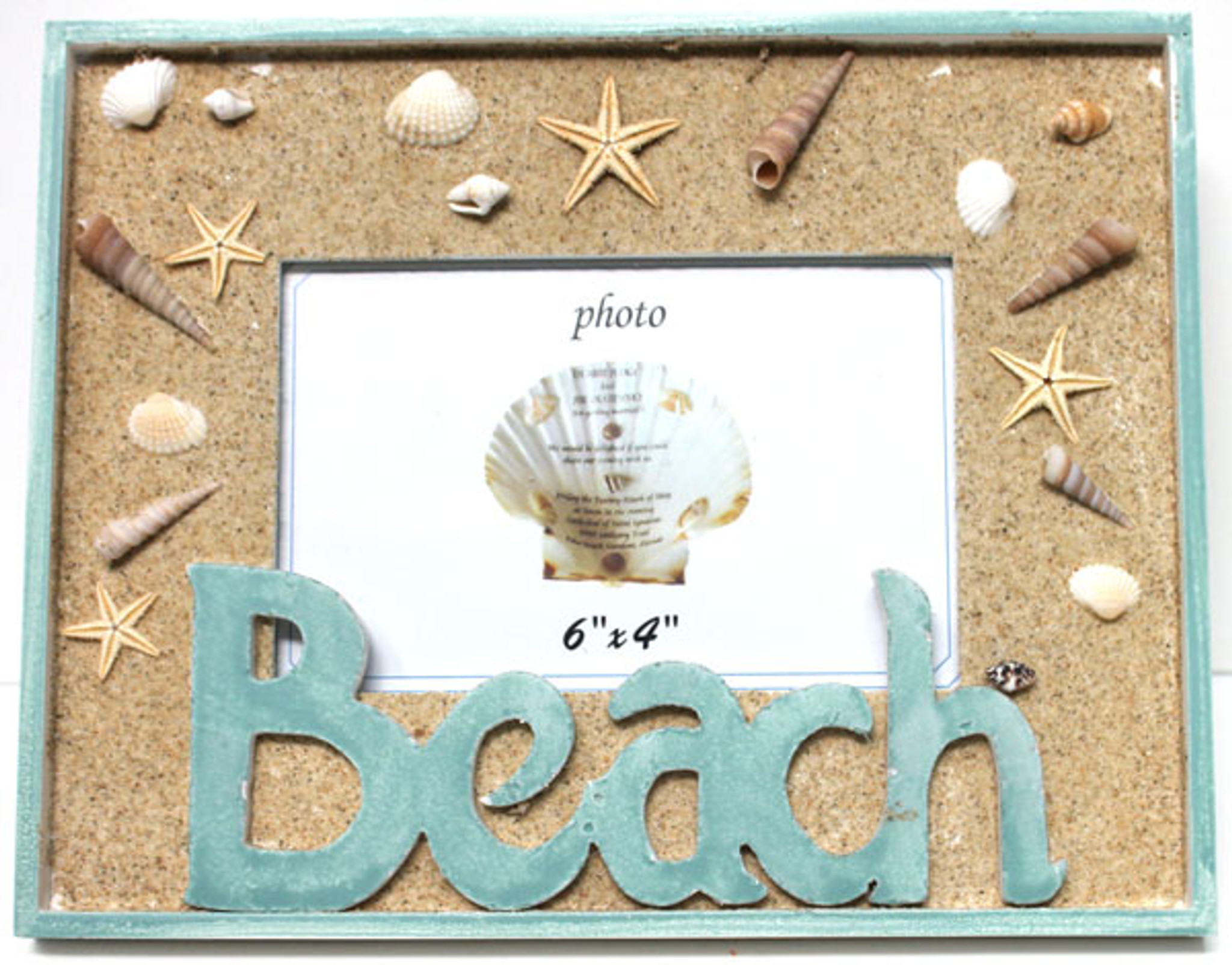 Sandy Beach with Seashells 4x6 Picture Frame Coastal Beach Decor