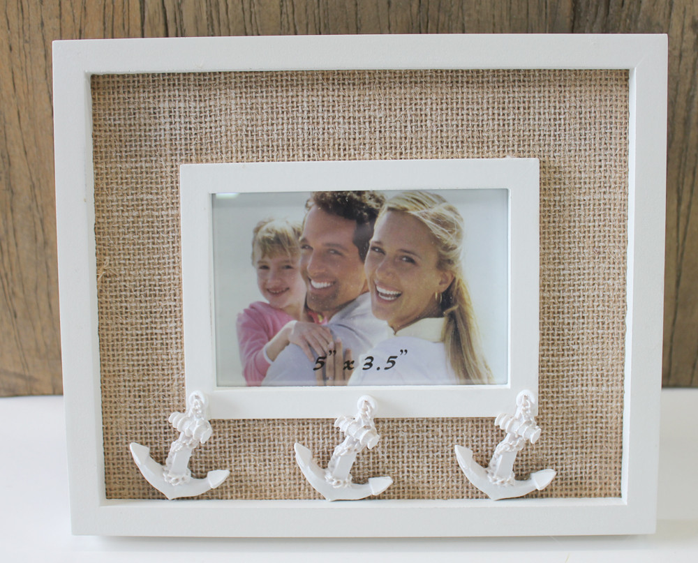 White Anchor 3.5 x 5 Picture Frame Nautical Frames & Albums