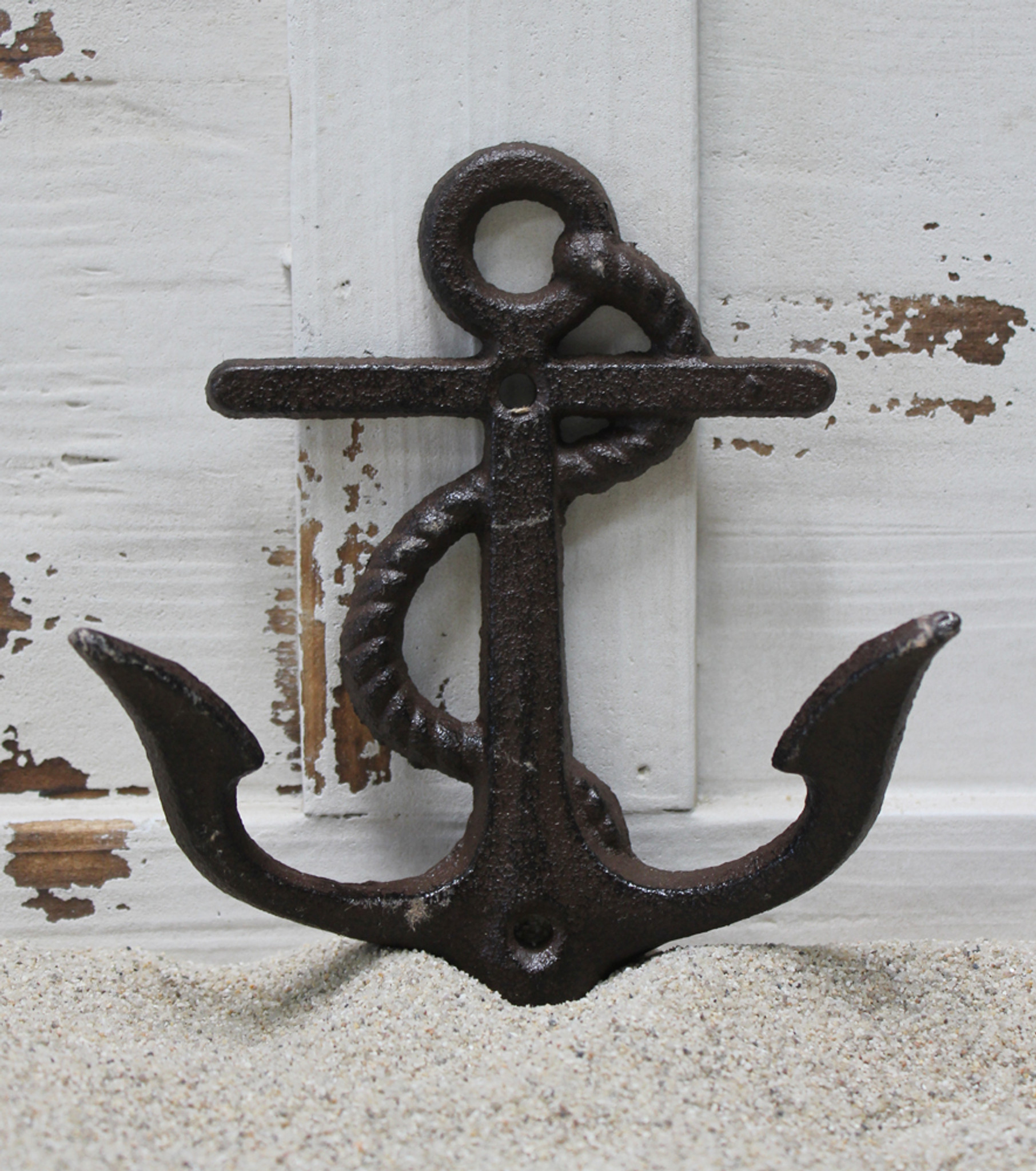 Rustic Brown Anchor Double Hook Nautical Cast Iron Wall Hooks