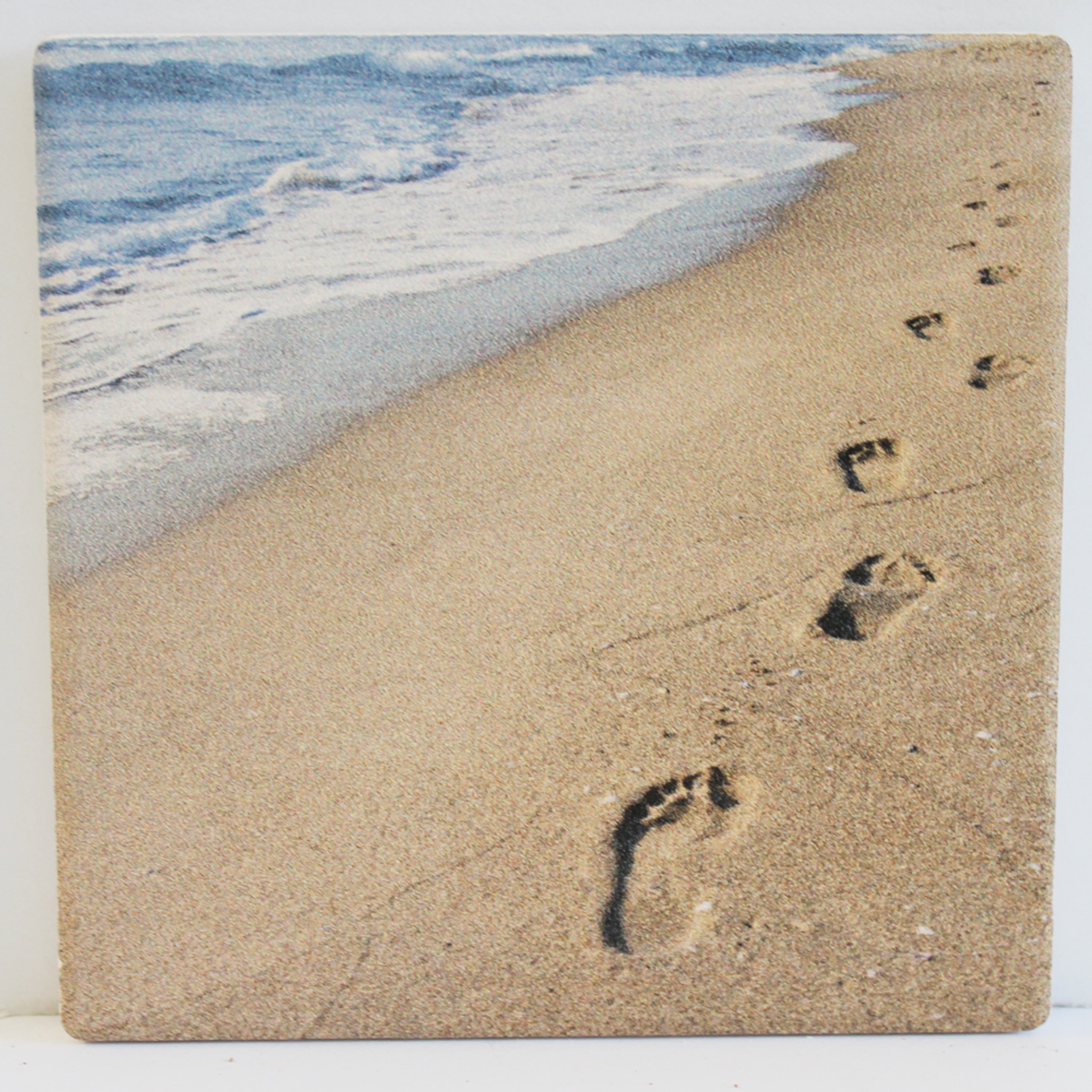Footprints in the Sand Absorbent Beverage Coaster Beach Cottage