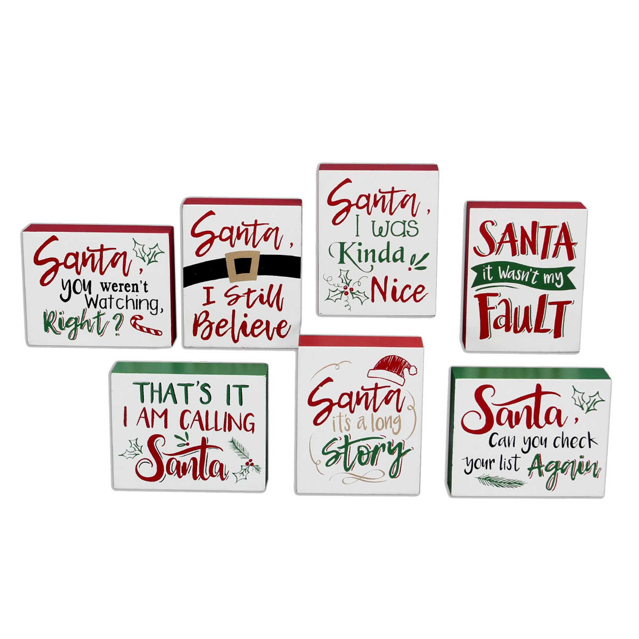 santa sayings block signs coastal christmas decor california
