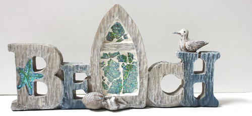 Beach Tabletop Sign with Crushed Glass