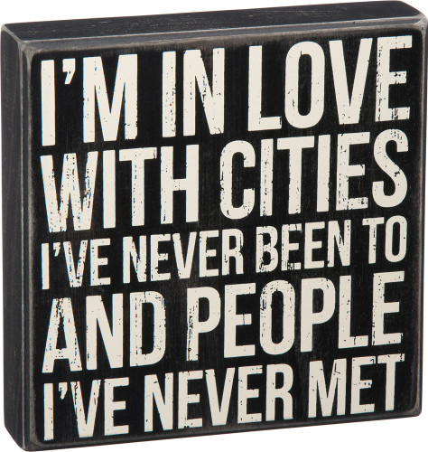 I'm In Love with Cities Wood Box Sign