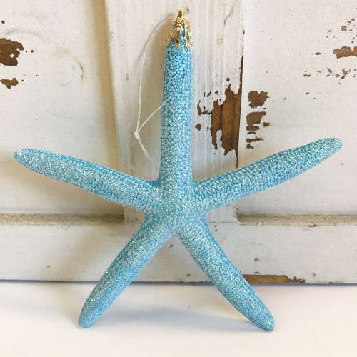 Blue Finger Starfish Glitter Ornament