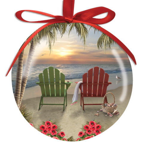 White Wood Beach Chair Ornament - Adirondack Chair Beach 