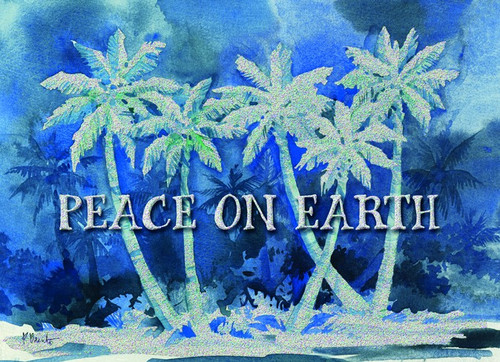 Peace on Earth Blue Palms Christmas Cards