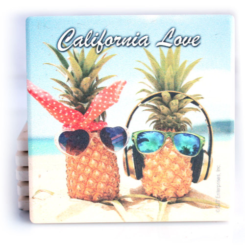 California Love Pineapples Coaster