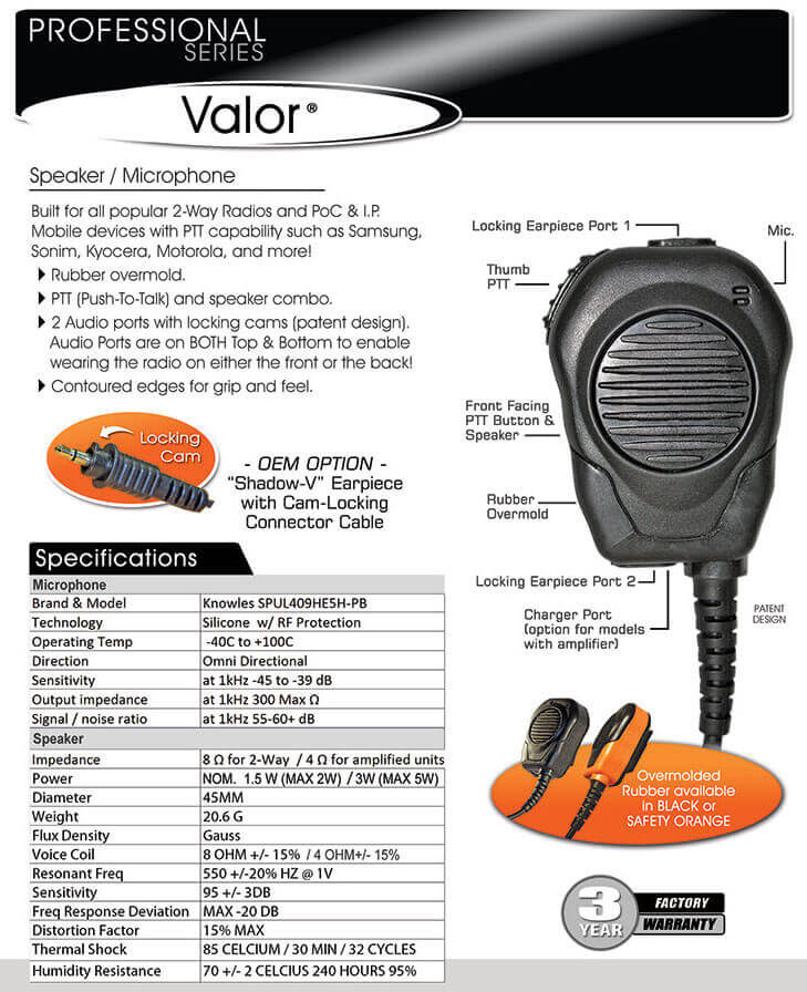 Valor® speaker/microphone datasheet