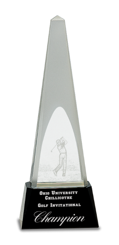 Crystal 3D Golf Spire on a Black Crystal Base