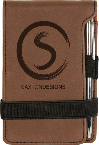 Dark Brown Leatherette Mini Notepad & Pen
