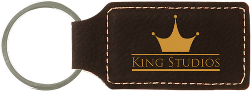Black Leatherette Rectangle Keychain