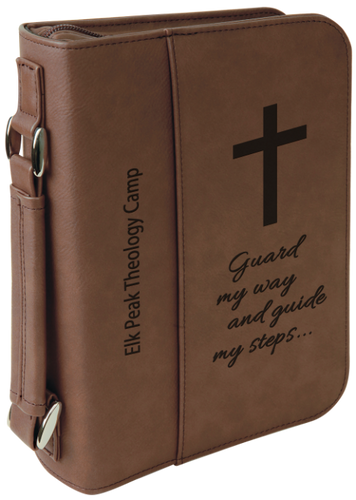 Dark Brown Leatherette Book/Bible Cover with Zipper & Handle