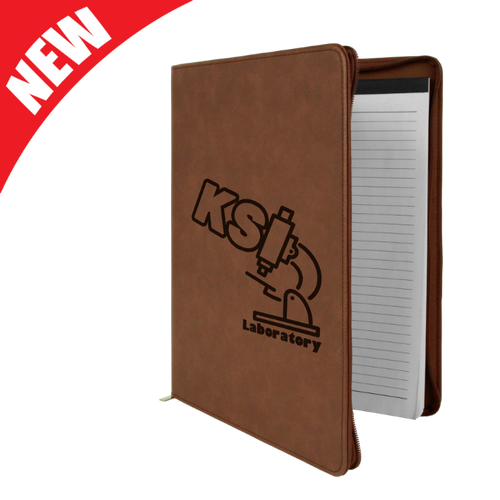 Dark Brown Leatherette Portfolio with Zipper