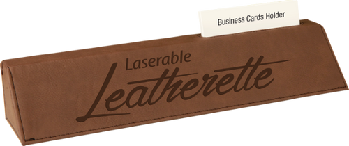 Dark Brown Leatherette Desk Wedge with Business Card Holder
