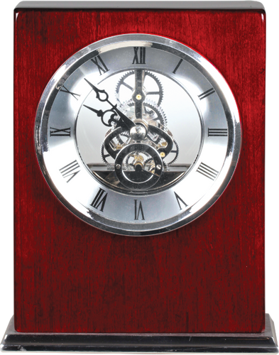 Rosewood Piano Finish Square Clock with Silver Trim