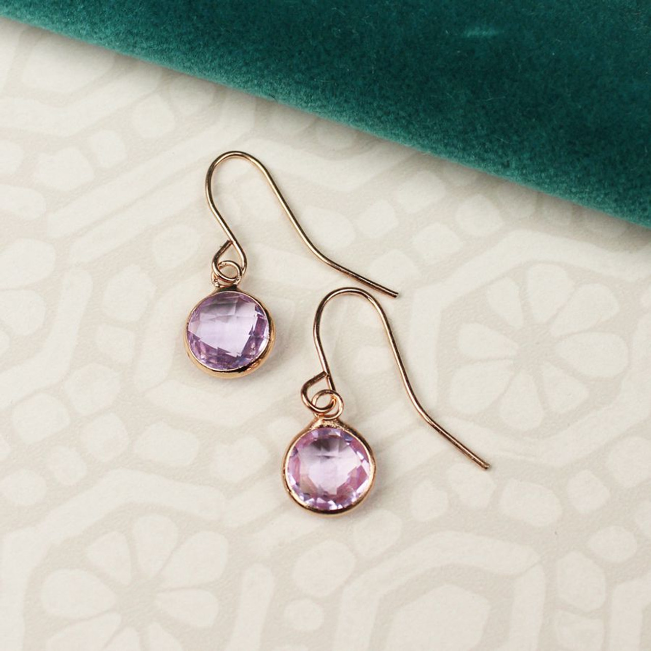Pink Crystal Drop Earrings Peace Of Mind Jewellery Present Company Pink Crystal Drop Earrings