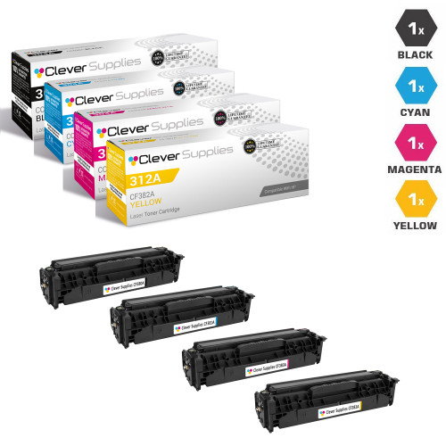 CS Compatible Replacement for HP 312A & 312X Toner Cartridge 4 Color Set (CF380X/ CF381A/ CF383A/ CF382A) CS Compatible Replacement for HP 312A & 312X Toner Cartridge 4 Color Set (CF380X/ CF381A/ CF383A/ CF382A)