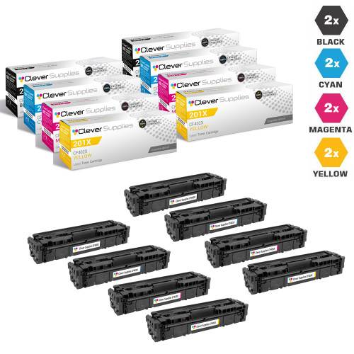 CS Compatible Replacement for HP 201X Laser Toner Cartridges High Yield 2 X BCMY - 8 Color Set (CF400X/ CF401X/ CF403X/ CF402X) CS Compatible Replacement for HP 201X Laser Toner Cartridges High Yield 2 X BCMY - 8 Color Set (CF400X/ CF401X/ CF403X/ CF402X)