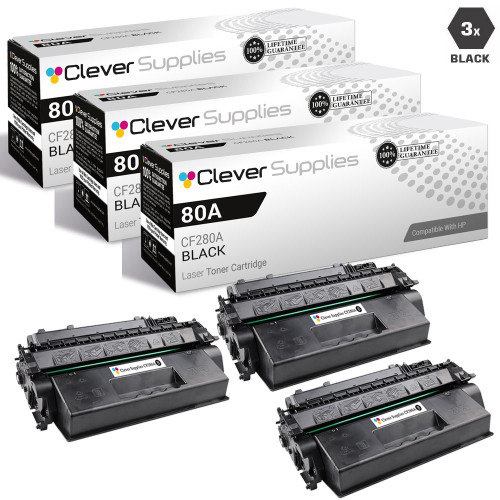 CS Compatible Replacement for HP CF280A Premium Quality Toner Cartridge Black 3 Pack/ HP 80A CS Compatible Replacement for HP CF280A Premium Quality Toner Cartridge Black 3 Pack/ HP 80A