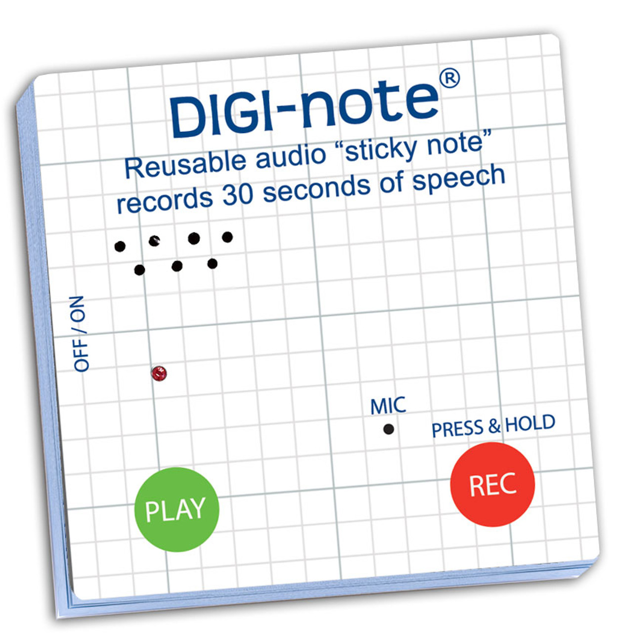 Digi-note voice recording sticky note pad