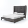 Metropolitan Charcoal Wingback Upholstered King Bed Frame ...