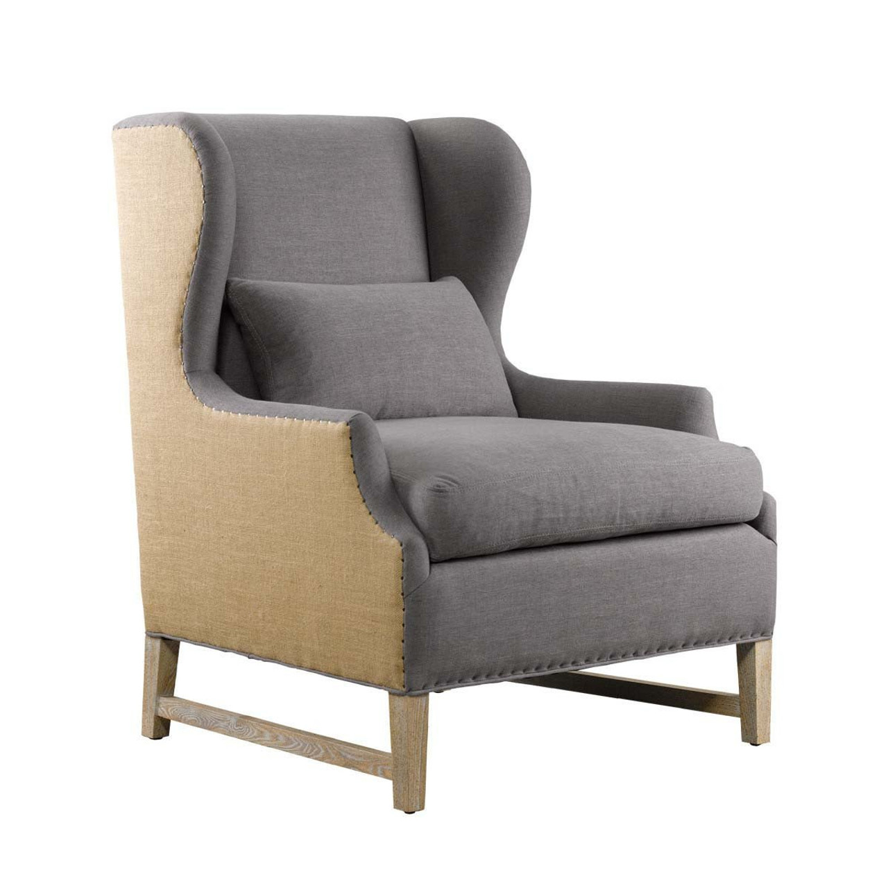 amelie wing arm chair linen hemp upholstered french chair zin home