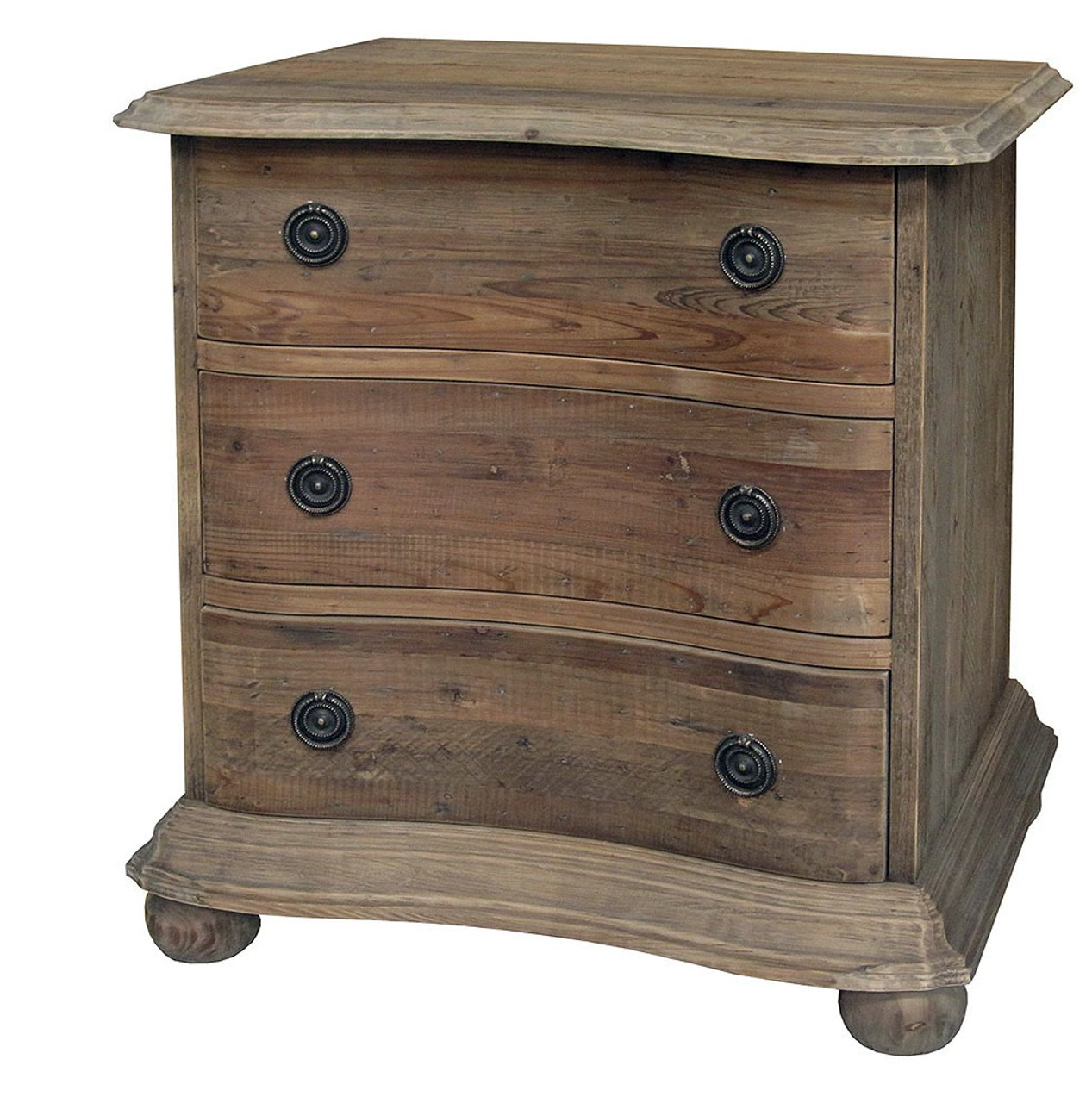Bowfront 3 Drawer Nightstand Reclaimed Wood Small Dresser Zin Home Bowfront 3 Drawer Nightstand