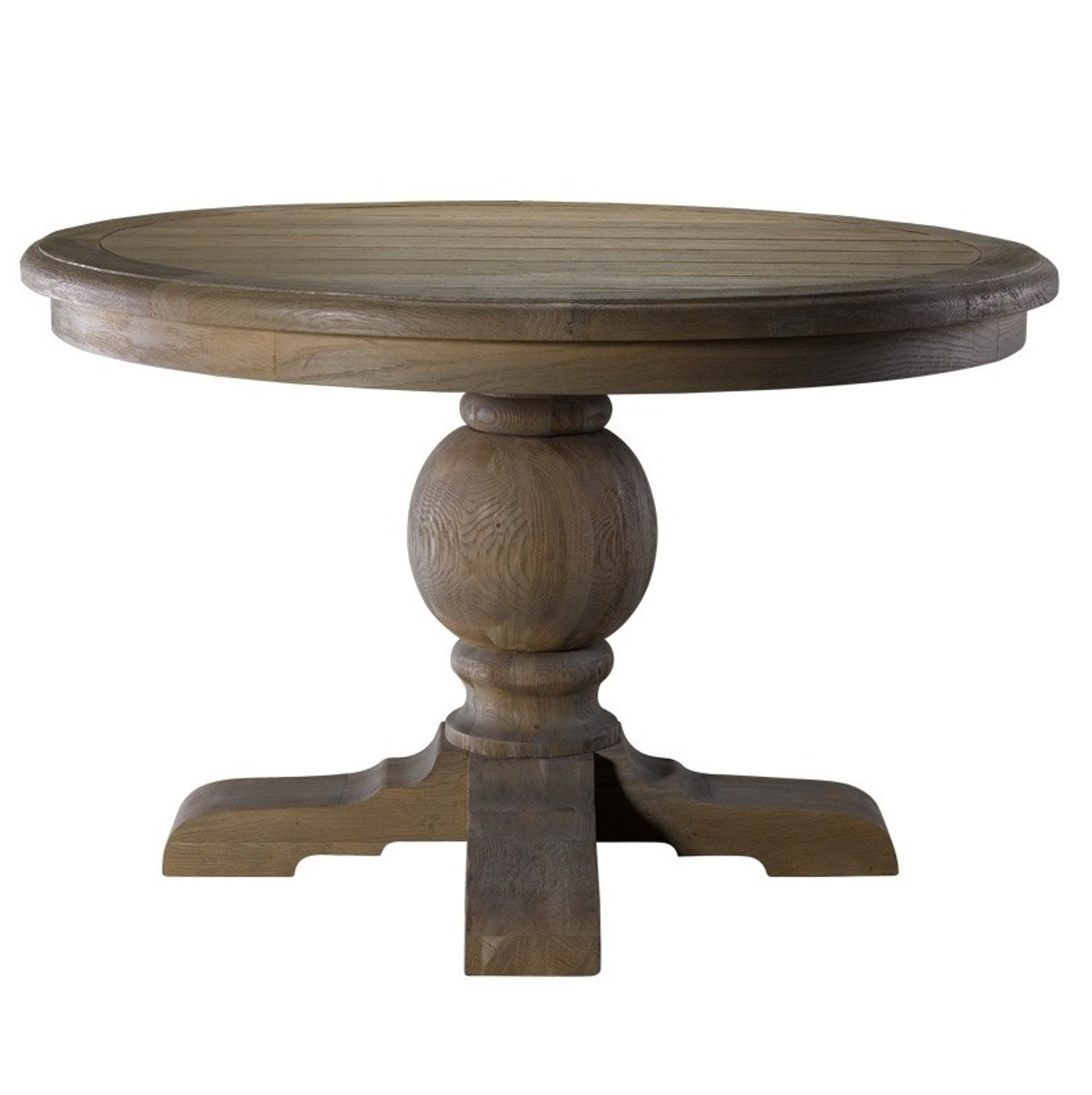 Kingdom Oak Wood Round Pedestal Dining Table 48" | Zin Home
