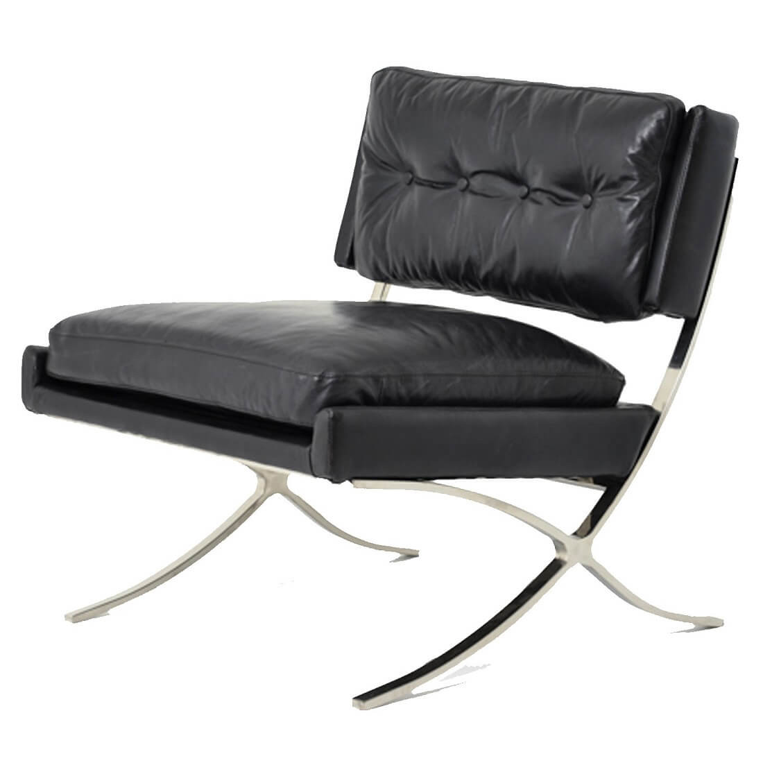 Heathrow Vintage Black Leather Lounge Barcelona Chair Zin Home