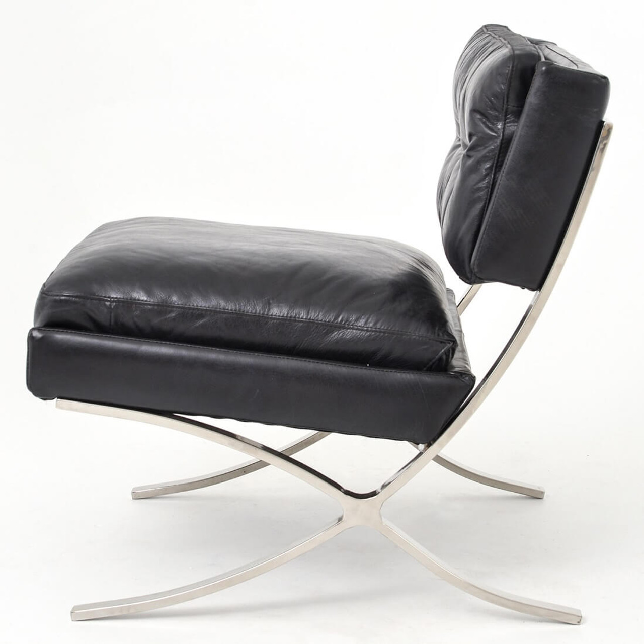 Heathrow Vintage Black Leather Lounge Barcelona Chair Zin Home