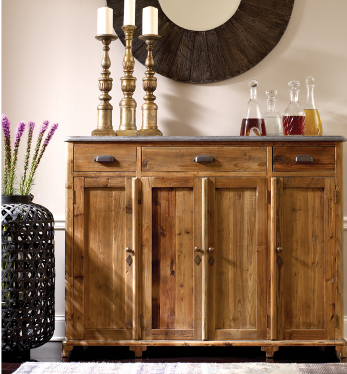 Bluestone Top Tall Sideboard Zin Home