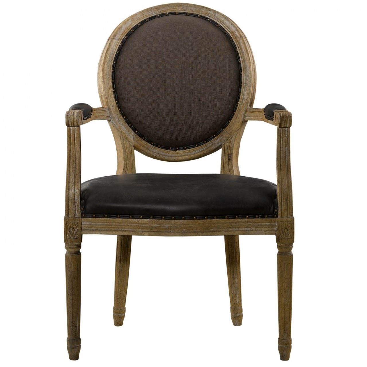 Louis Vintage Leather Dining Arm Chair Zin Home
