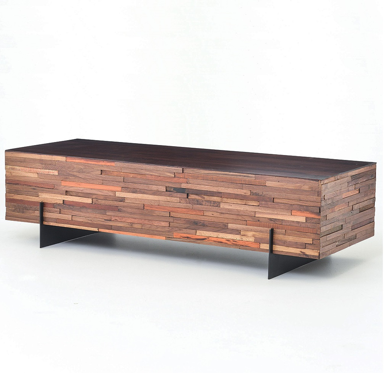 Landon Reclaimed Mixed Wood Rectangular Coffee Table Zin Home