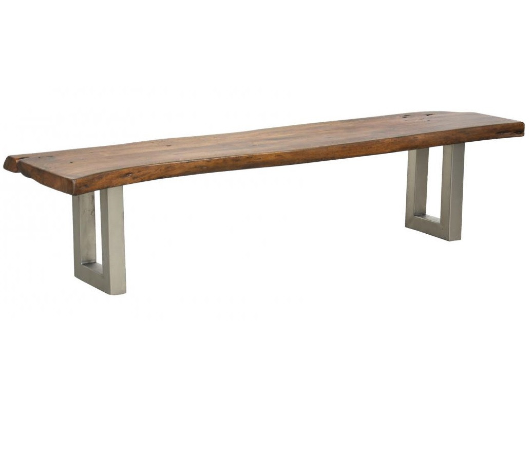 Montana Solid Wood Metal Leg Bench Zin Home