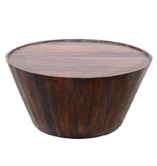 Hampton Brown Wood Round Barrel Coffee Table 38" | Zin Home