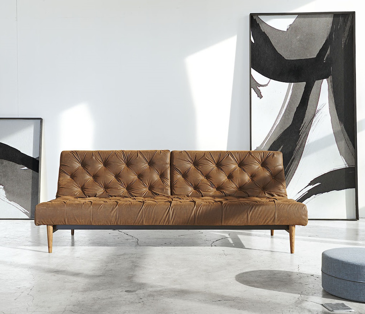 Oldschool Vintage Leather Chesterfield Sofa Bed | Zin Home