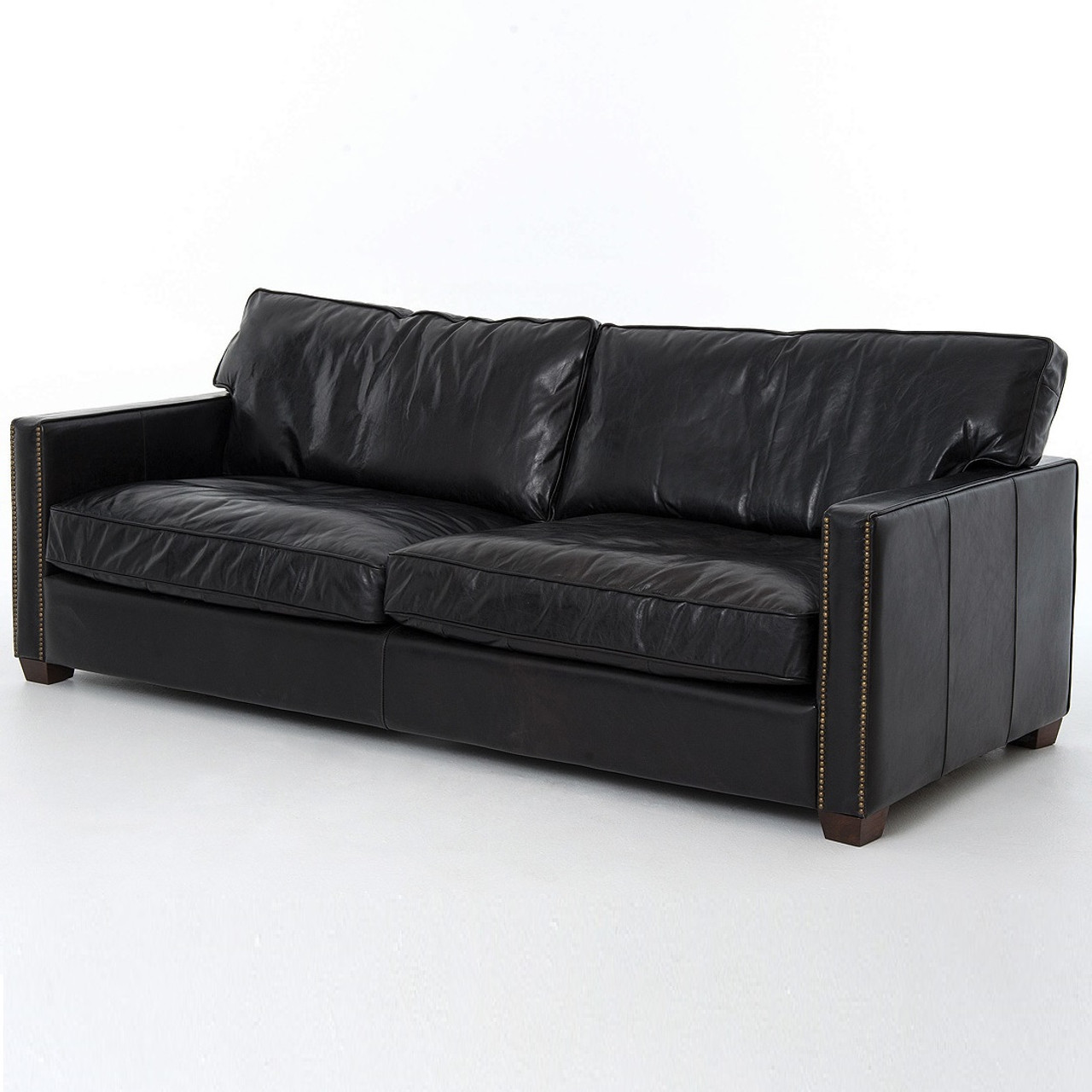 Larkin 3 Seater Vintage Black Distressed Leather Sofa | Zin Home