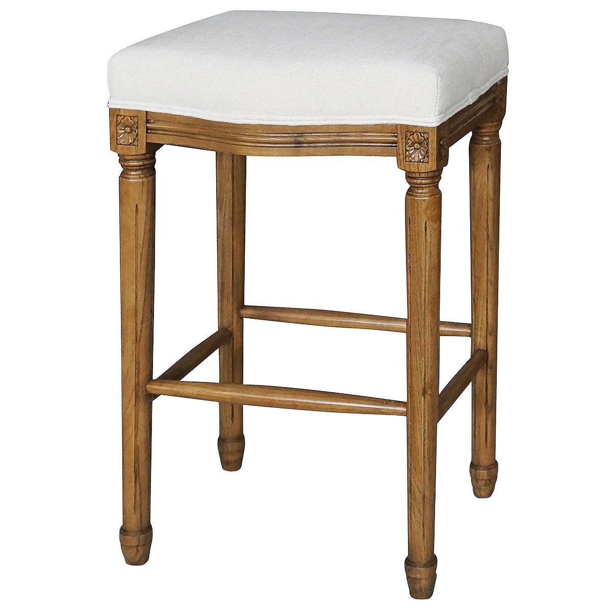 Ashford French White Linen Upholstered Oak Bar Stool | Zin ... (1280 x 1280 Pixel)