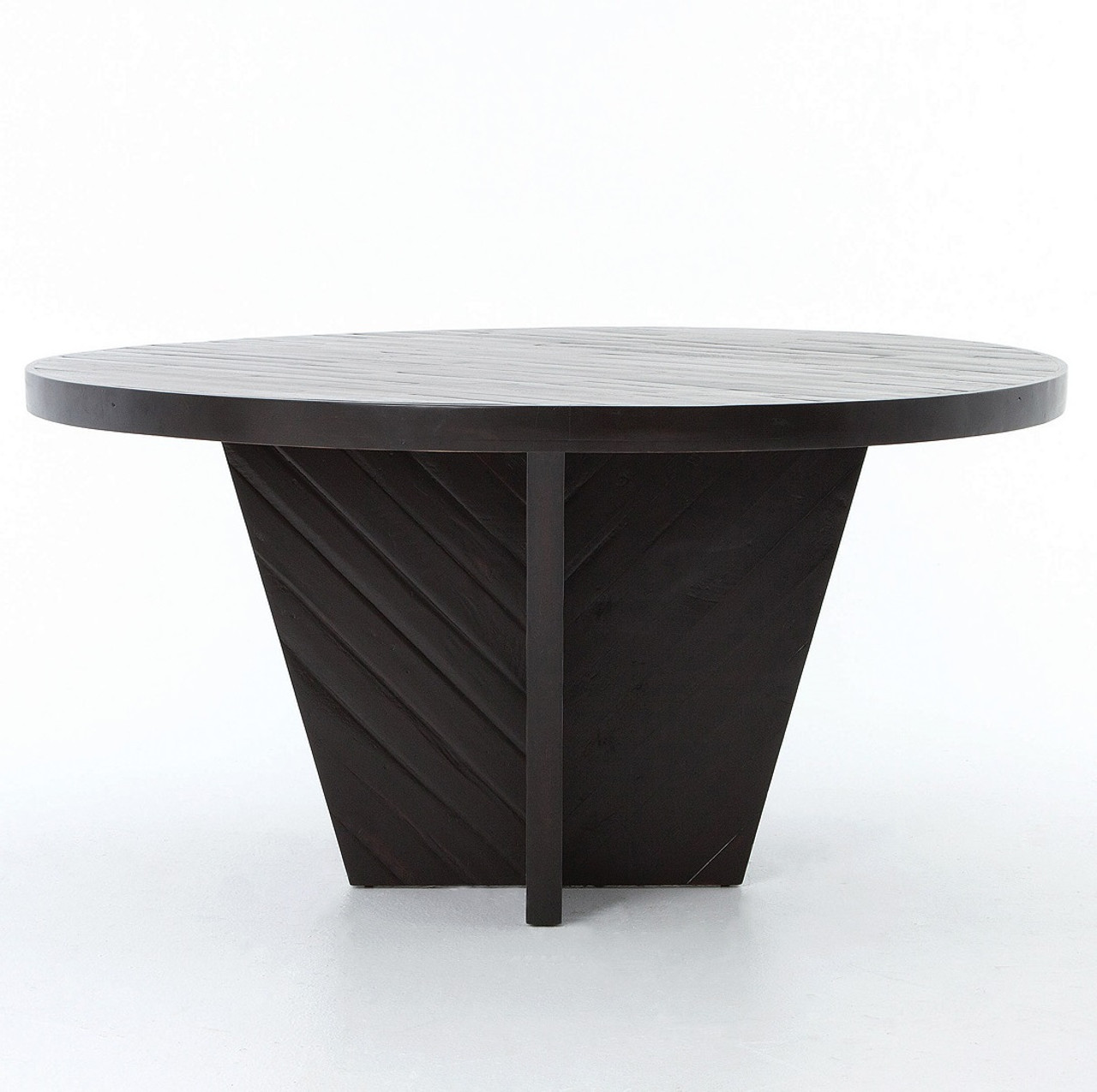 Burnished Black Rustic Wood Round Dining Table 59" | Zin Home