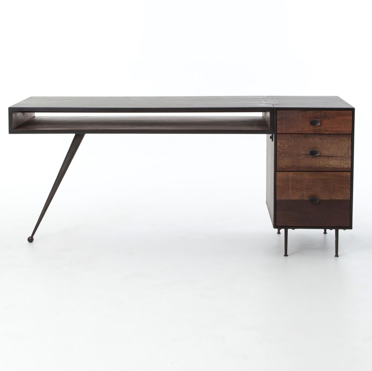 eric industrial modern executive desk with file cabinet zin home