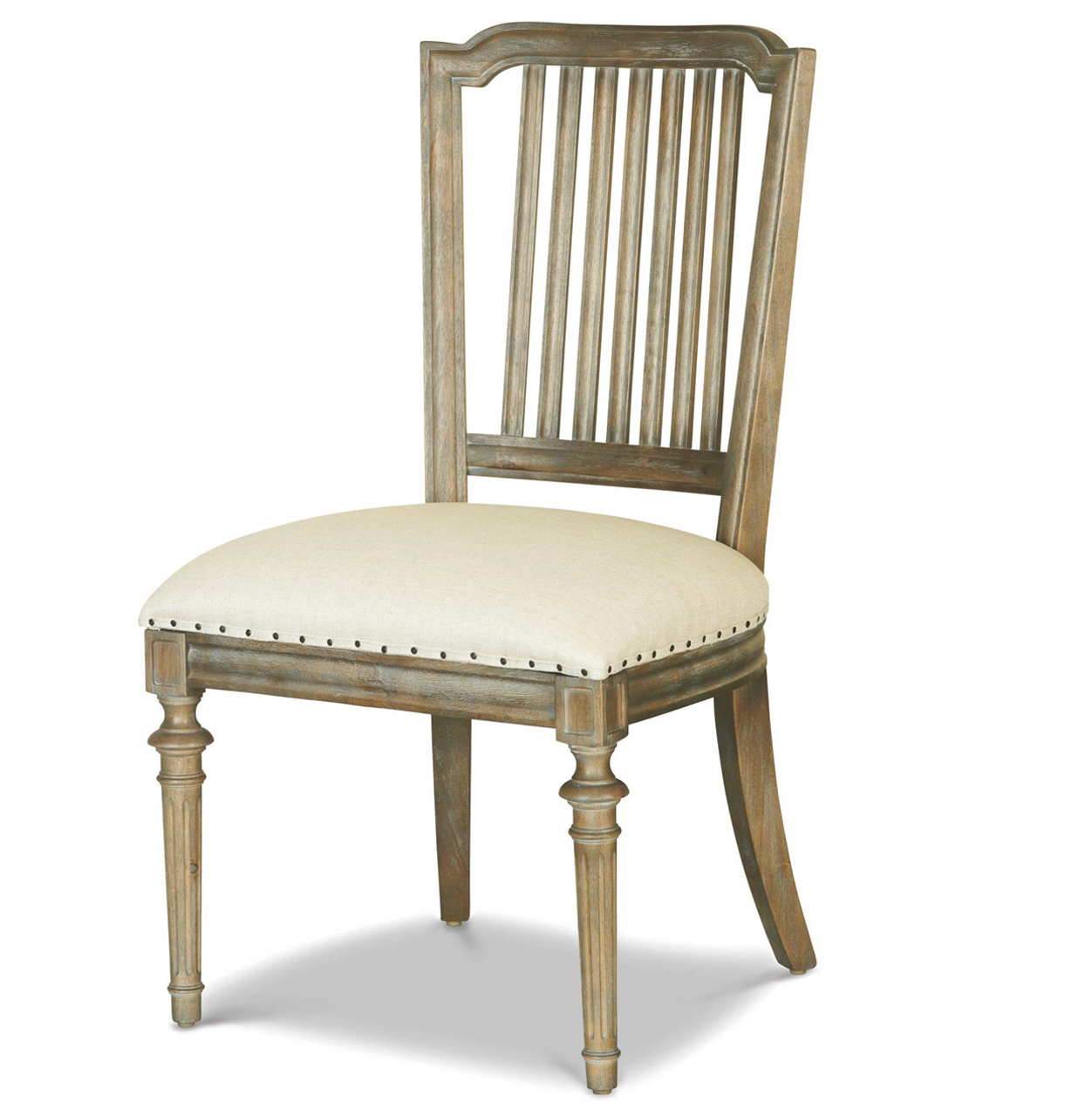 French Oak Ladder Back Upholstered Louis Dining Chair ...