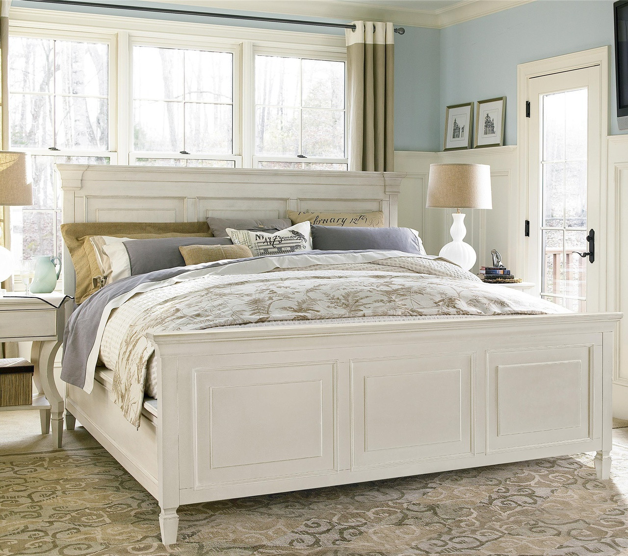 Country Chic White King Panel Bed Frame Zin Home Country Chic White King Panel Bed Frame