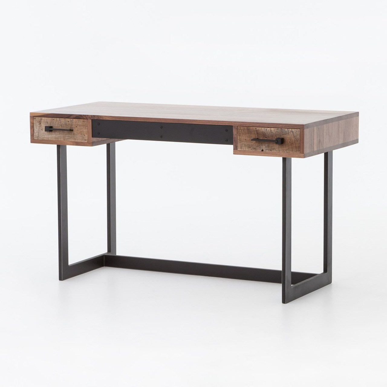 Anderson Rustic Oak Wood And Metal Writing Desk With Anderson Rustic Oak Wood And Metal Writing Desk With Drawers