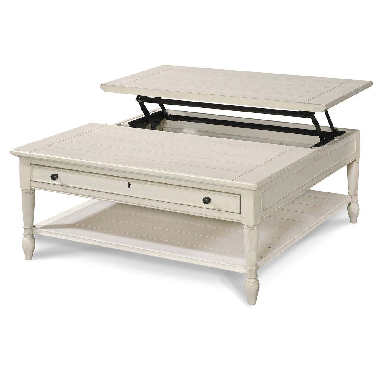 Country-Chic White Wood Square Coffee Table with Lift Top | Zin Home