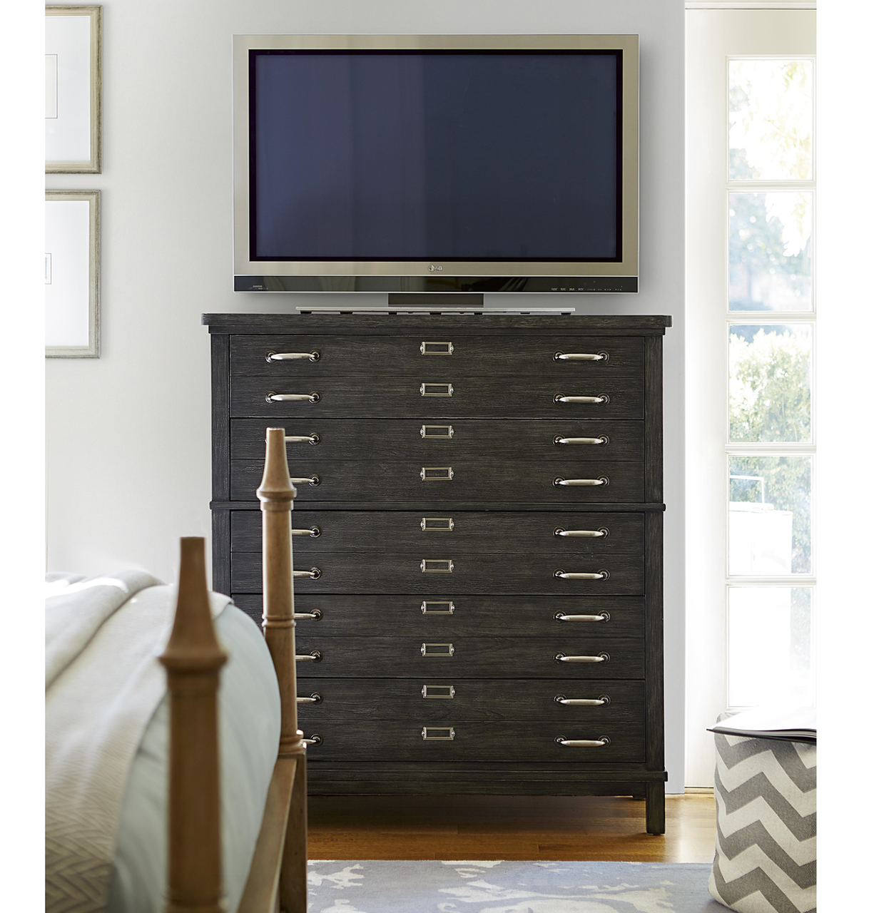 French Modern Dark Wood 5 Drawers Bedroom Media Chest Zin Home French Modern Dark Wood Bedroom Media Chest Of Drawers