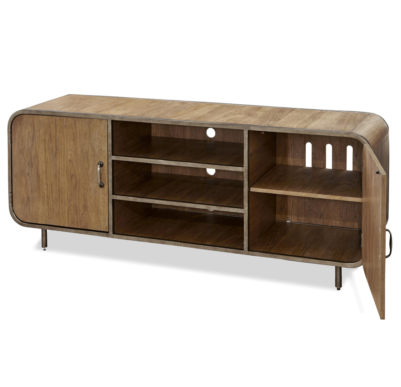 French Modern Industrial Wood + Metal Media Console Zin Home