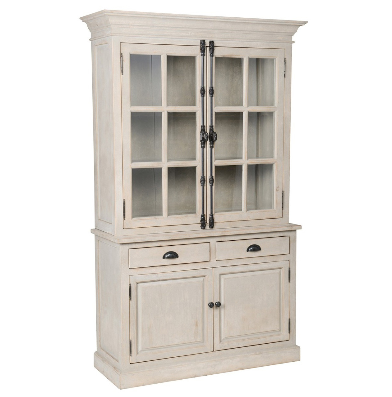 Chateau Solid Wood 2 French Door Hutch Cabinet- Antique White Zin Home Chateau Solid Wood 2 French Door Hutch Cabinet- Antique White - Chateau Solid Wood 2 French Door Hutch Cabinet- Antique White Zin Home