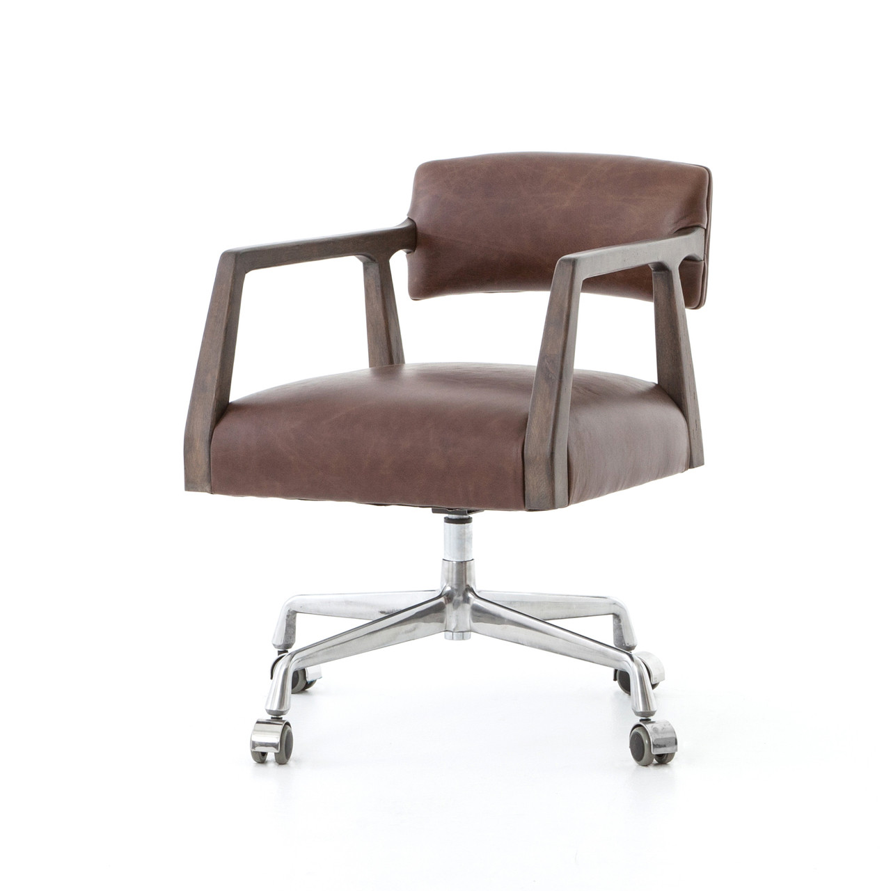 Tyler MidCentury Modern Brown Leather Office Desk Chair